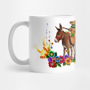 Funny mexican cactus with hat and donkey Mug